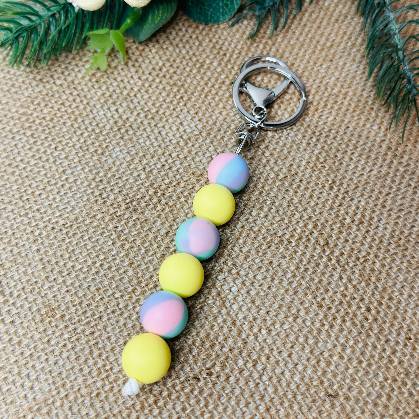 beaded silicone keychain accessory