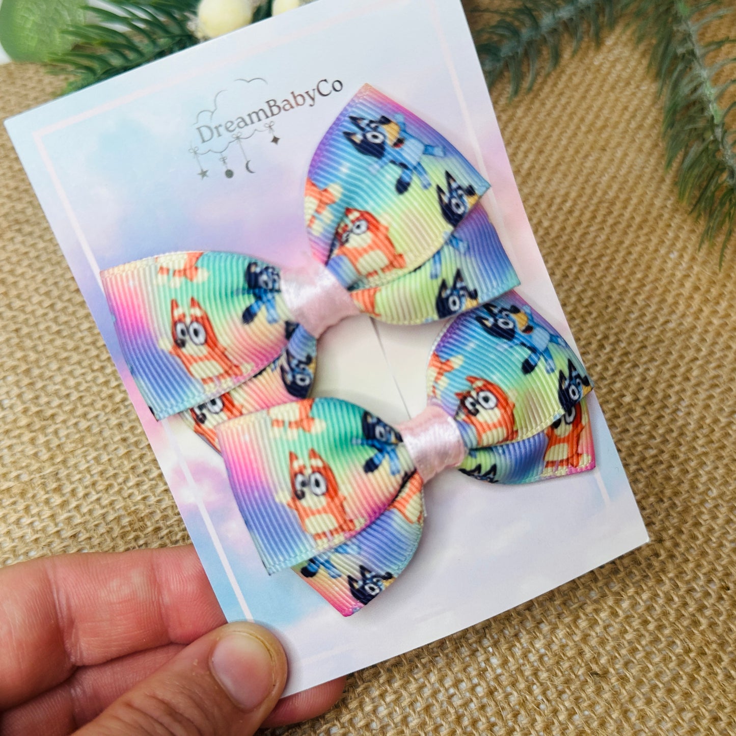 kids hair accessory bow clip set bluey