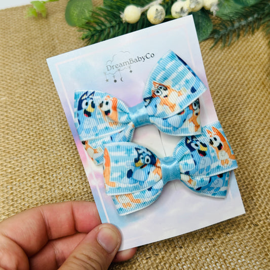 baby blue hair clip set bow