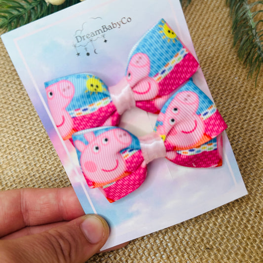 kids hair accessory bow clip set peppa pig