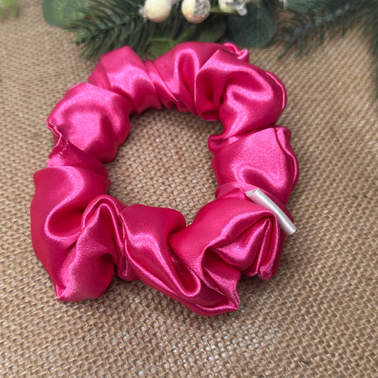 pink satin scrunchie