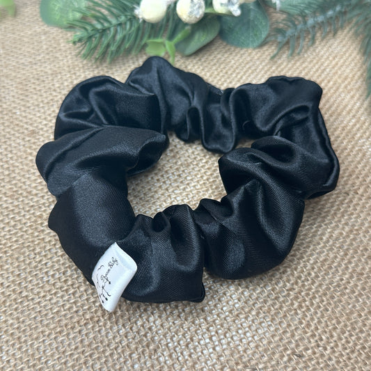 black satin hair scrunchie