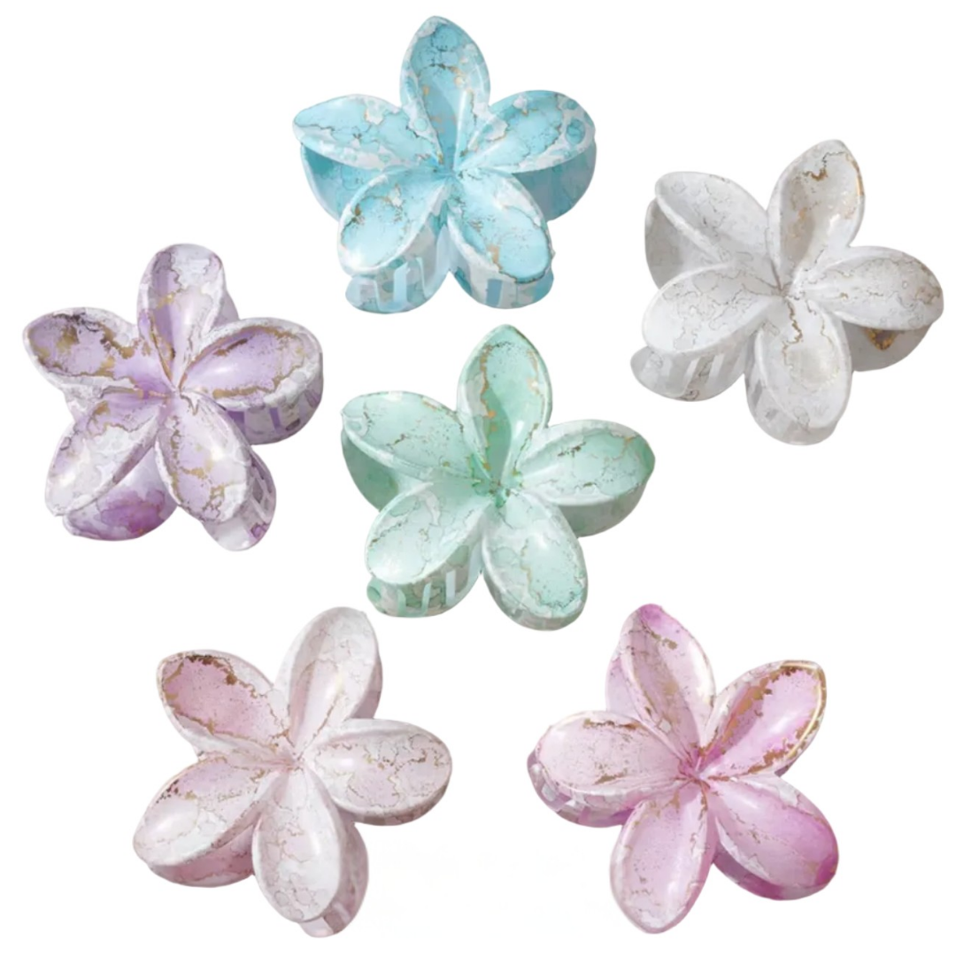 Marble Flower Hair Claw